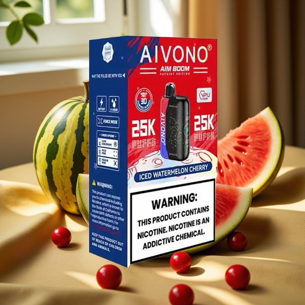 Aivono Aim Boom 25000 Puffs 28ml Iced Watermelon Cherry Aivono AIM BOOM 25000 Puffs 650mAh Ледена Диня Череша