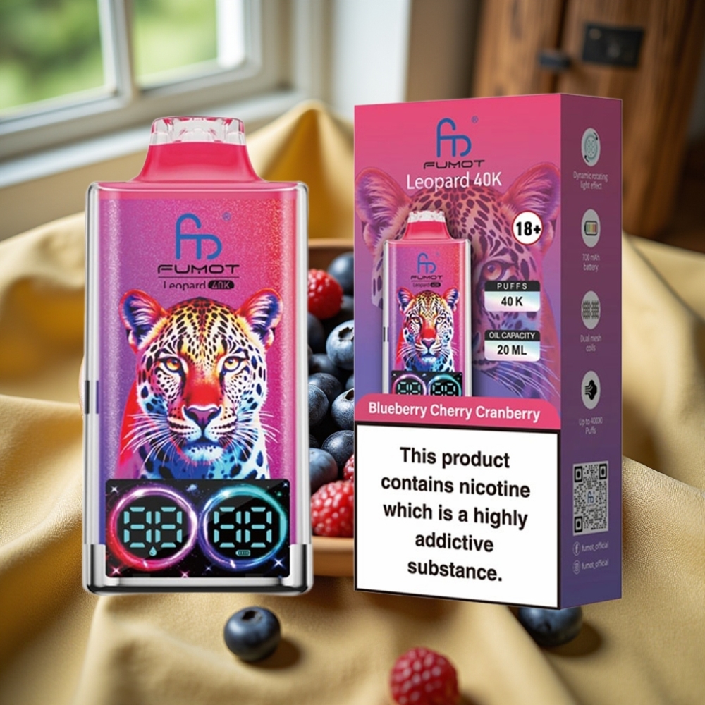 Fumot Leopard 40K Puffs Dual Mesh 5% Blueberry Cherry Cranberry