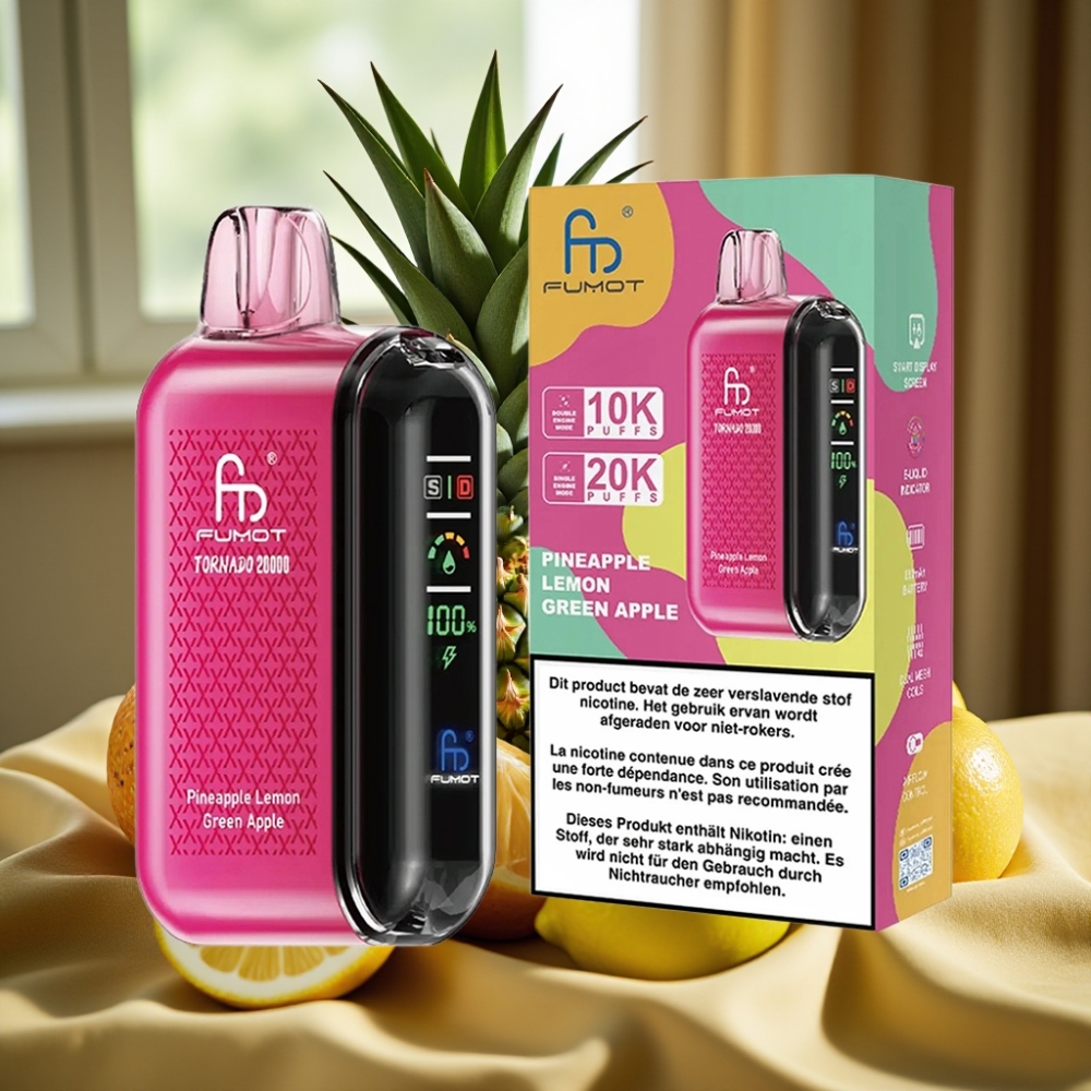 Fumot Tornado 20000 Puffs Dual Mesh Pineapple Lemon Зеленa Ябълка