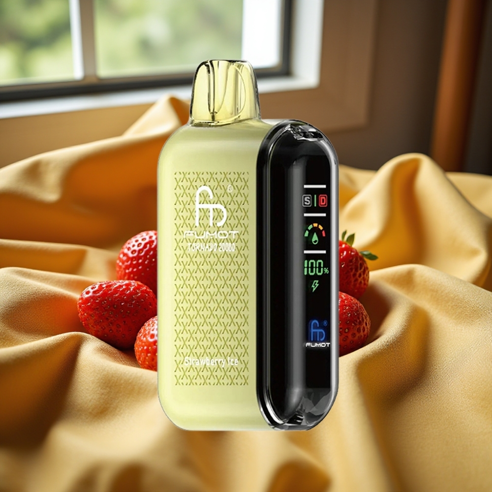 Fumot Tornado 20000 Puffs Dual Mesh Strawberry Ice Fumot Tornado 20000 Puffs Rechargeable Smart Display