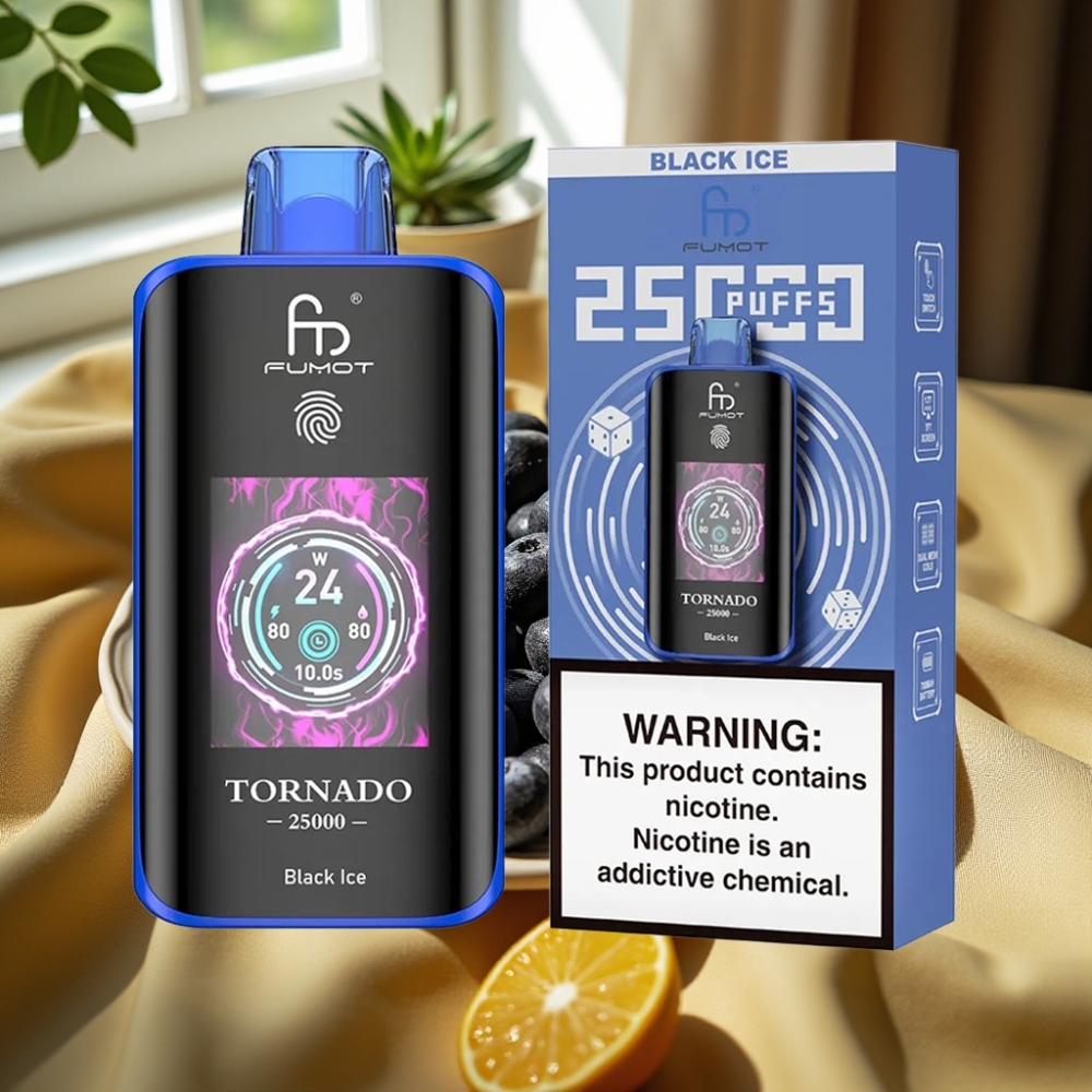 Fumot Tornado 25000 Puffs HD Screen Черен Лед Fumot Tornado 25000 Puffs Type-C Черен Лед