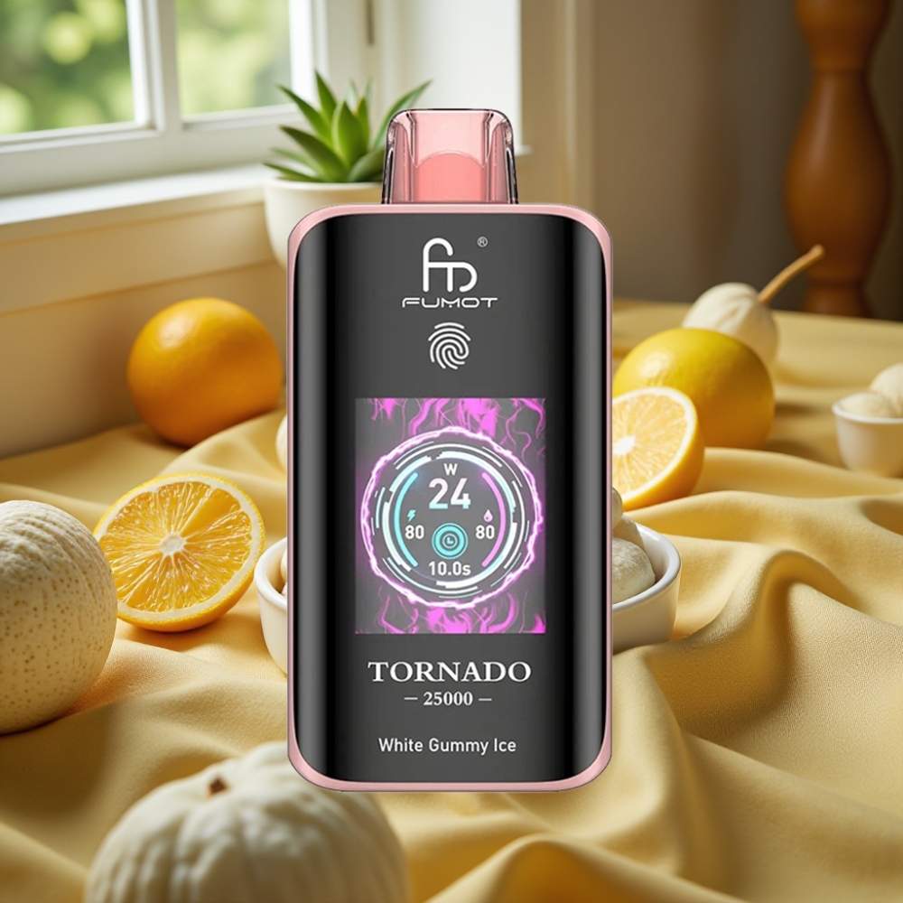Fumot Tornado 25000 Puffs HD Screen Бял Гуми Лед