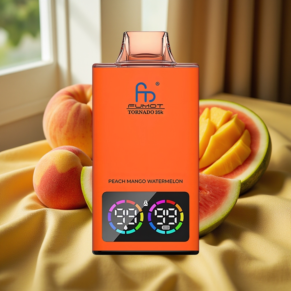 Fumot Tornado 35K Disposable Vape Праскова Манго Диня с Dual Mesh Coil и RGB Lights