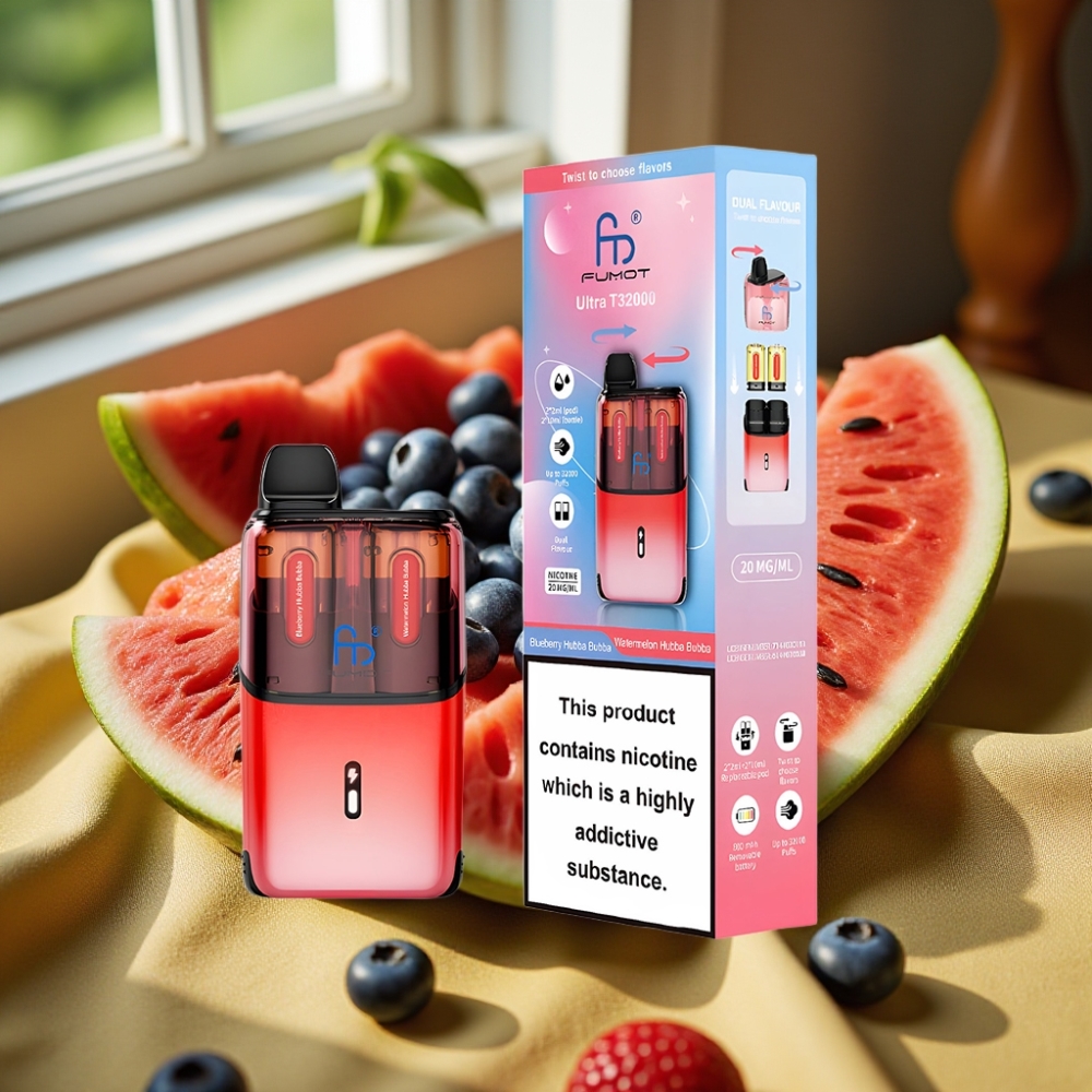 Fumot Ultra T32000 Disposable Vape 32000 пуфки Blueberry Hubba Bubba - Диня Hubba Bubba 24ml