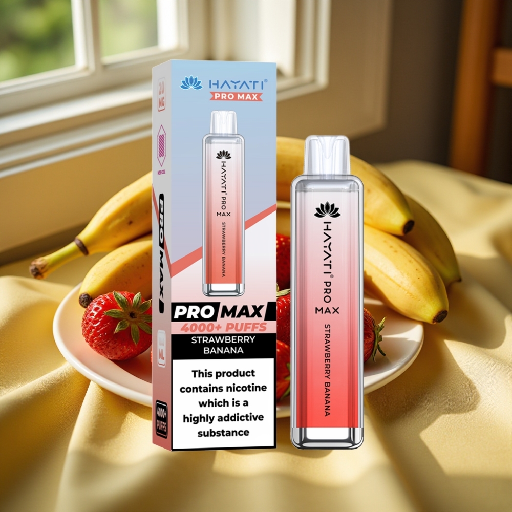 Hayati Pro Max 4000 Пуфове Disposable Vape Ягода Банан Dual Mesh Coil