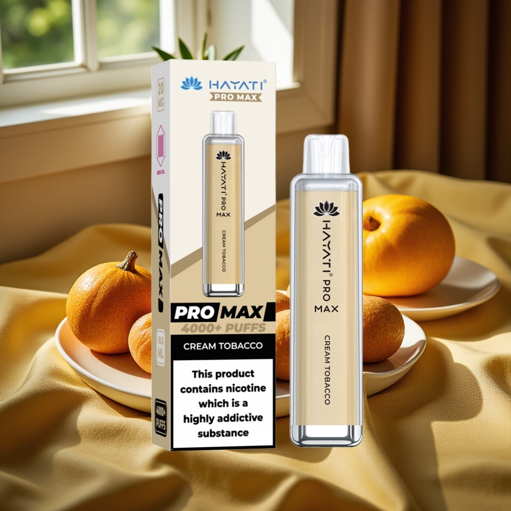 Hayati Pro Max 4000 Puffs Disposable Vape Крем Тютюн Rechargeable Dual Coil