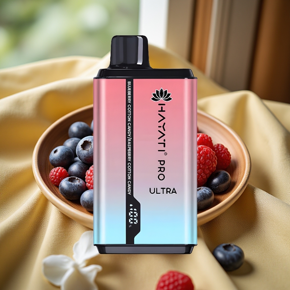 Hayati Pro Ultra 15000 Puffs 850mAh Боровинково памучна бонбон Малинова памучна бонбон