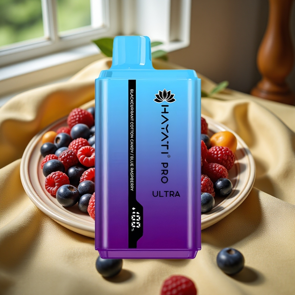 Hayati Pro Ultra 15000 Puffs 850mAh Черен Омар Памучна Захар Синьо Малина