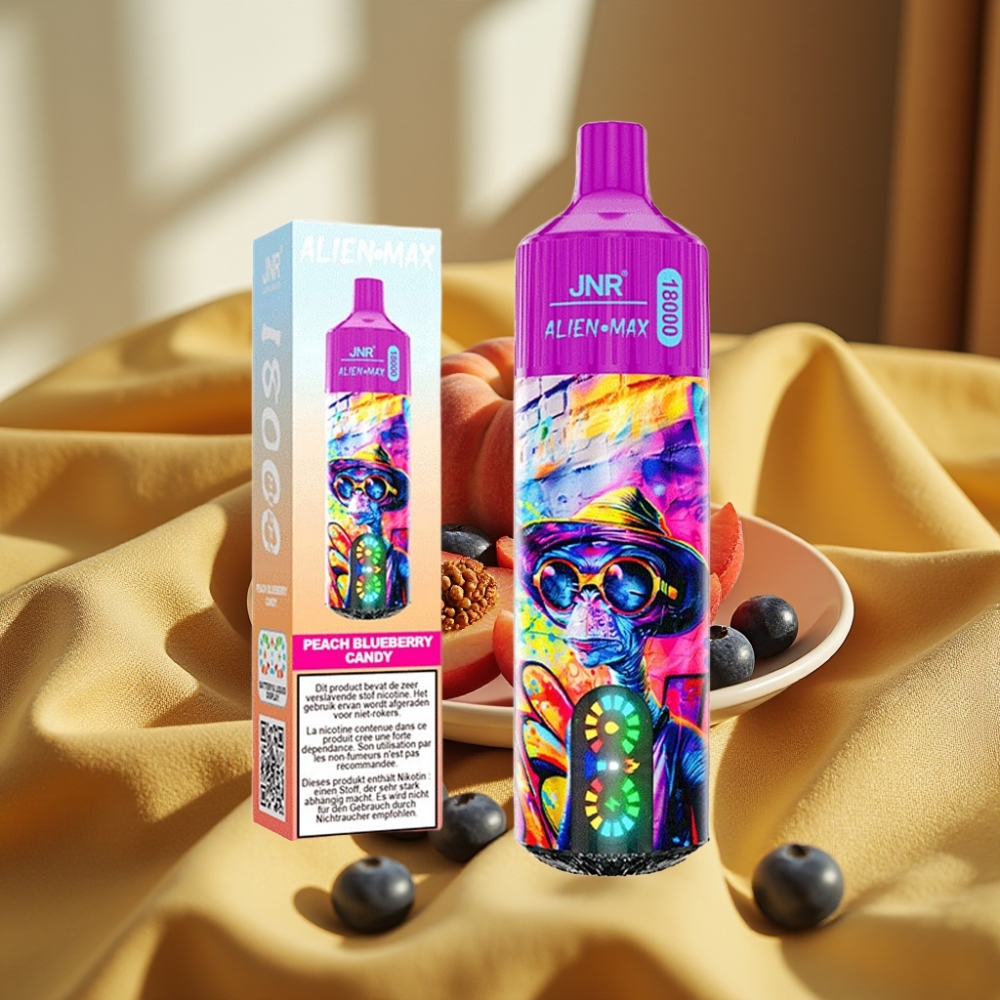 JNR Alien Max 18000 Puffs LED Dual Mesh Peach Blueberry Candy