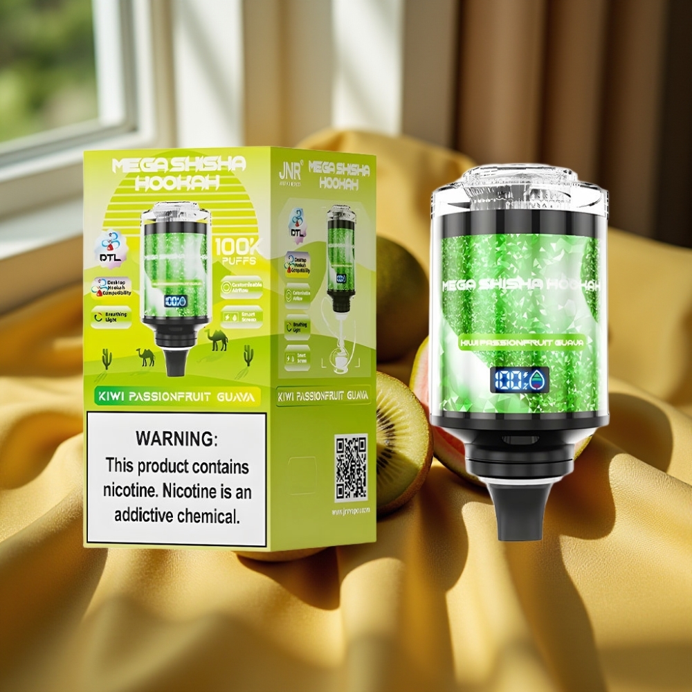 JNR Mega Shisha Hookah 100K Desktop Compatibility Киви Пасънфрут Гуава 60ml 2200mAh