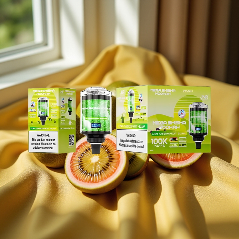 JNR Mega Shisha Hookah 100K Desktop Compatibility Киви Пасънфрут Гуава 60ml 2200mAh