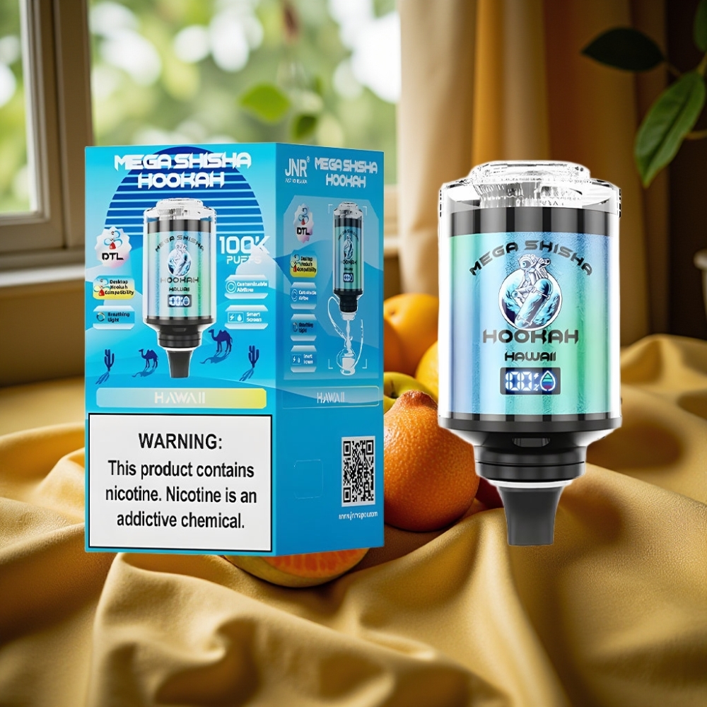 JNR Mega Shisha Hookah 100K Хаваи Desktop Compatibility с 60ml e-Liquid и 2200mAh Battery