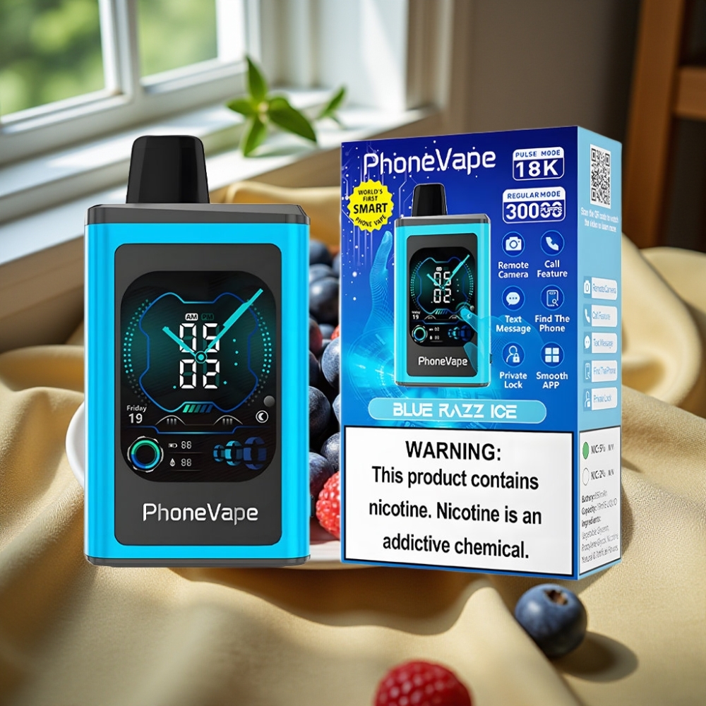 JNR PhoneVape 30000 пуфове Disposable Vape Синьо Малинов Лед Type-C и Turbo Mode