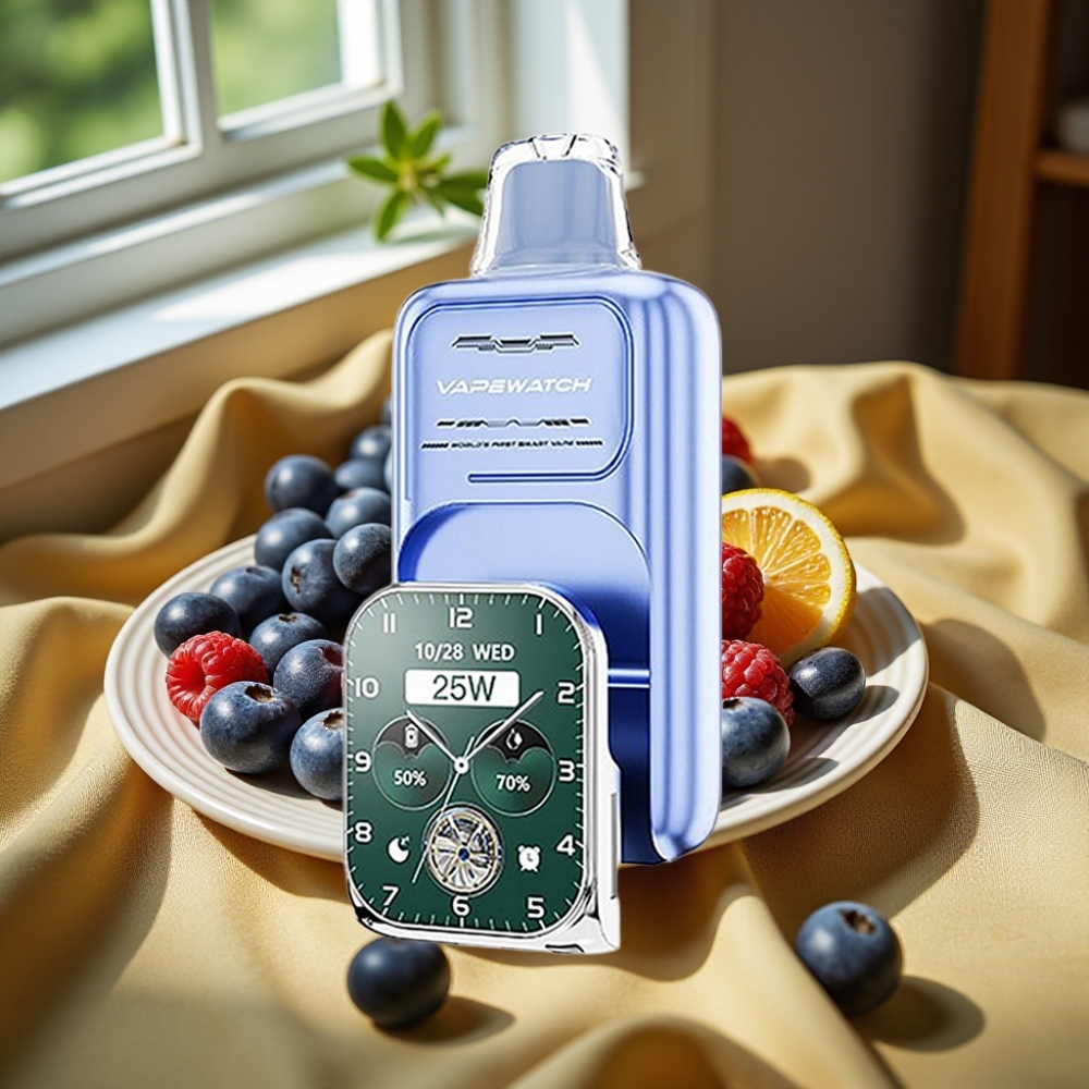 JNR VapeWatch 30000 Пуфове Disposable Vape Синьо Малинов Лед 1000mAh Dual Mesh Coil