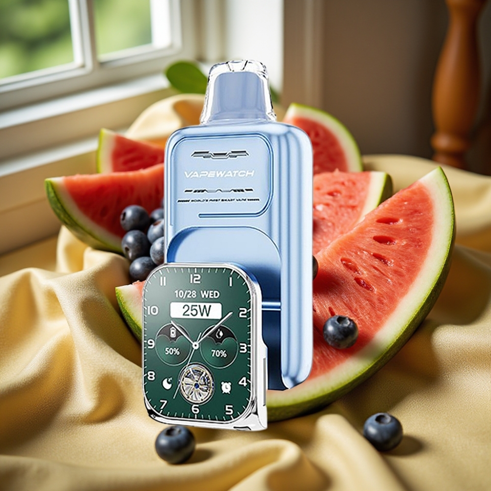 JNR VapeWatch 30000 Пуфове Disposable Vape Синя Ягода и Диня 1000mAh Dual Mesh Coil